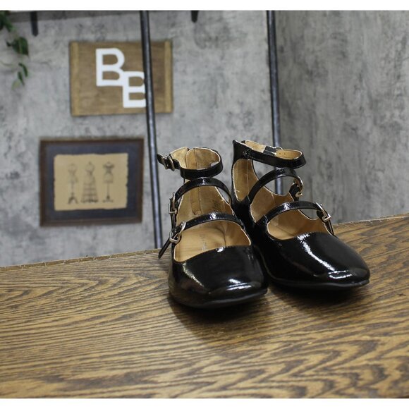 NWT Sun + Stone Womens Cecillee Triple Strap Mary Jane Flats Black Pat 10M - Picture 7 of 11